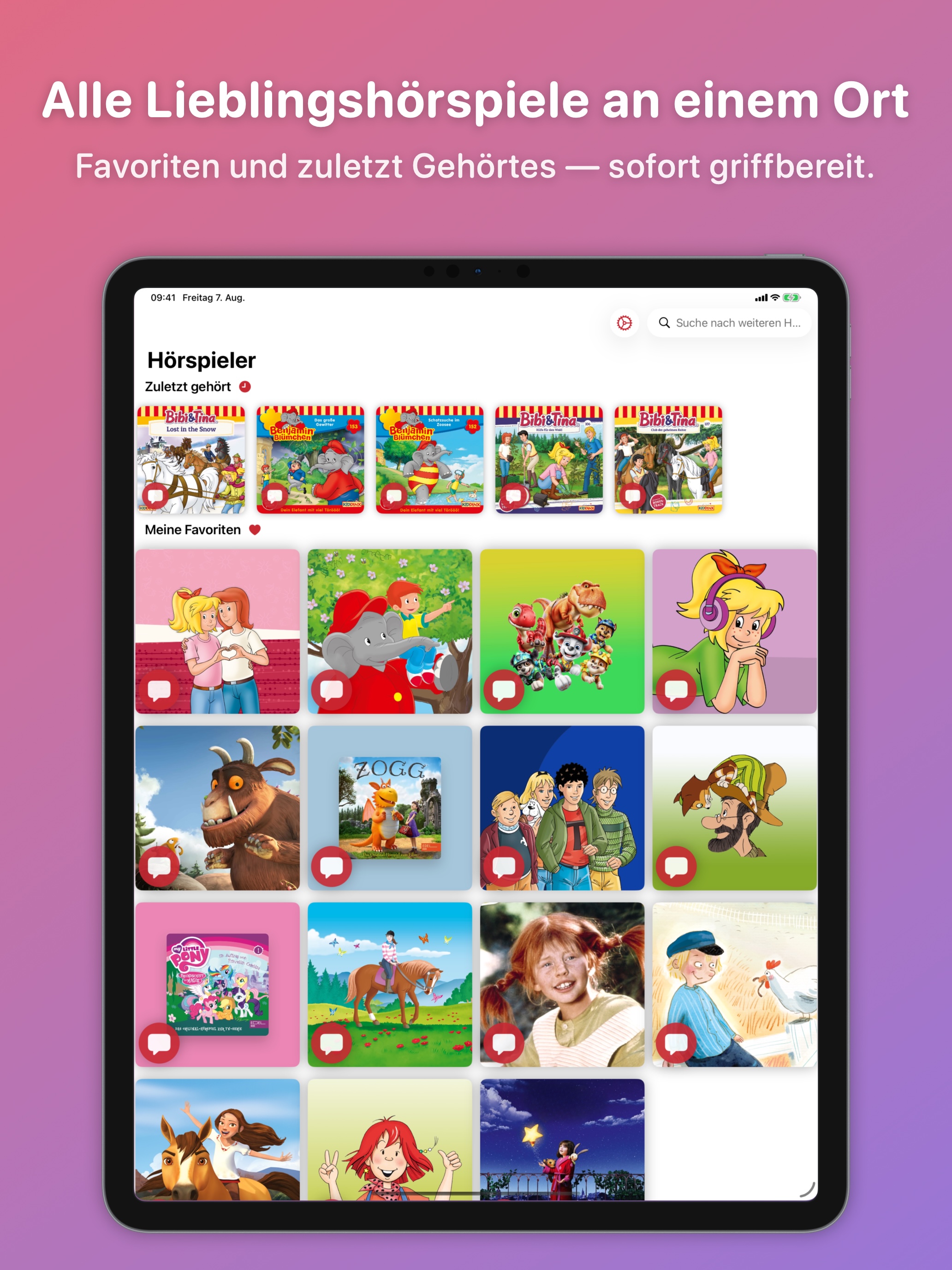 Bibliothek und Favoriten auf dem iPad